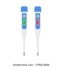 Digital thermometer temperature measuring equipment, simple way to scan for coronavirus disease 2019 (COVID-19), isolated on white background, vector illustration