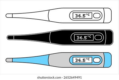Digital thermometer temperature vector flat design style