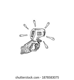 Digital Thermometer vector sketch illustration hand draw