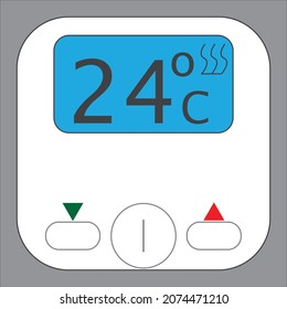 Ein digitaler Thermostat auf 24 Grad Celsius eingestellt