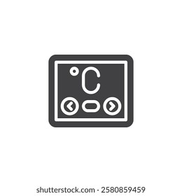 Digital thermostat vector icon. filled flat sign for mobile concept and web design. Smart Thermostat glyph icon. Heating and cooling symbol, logo illustration. Vector graphics