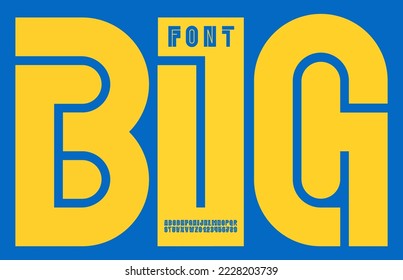 Digital thick font alphabet, minimal technology style letters and numbers, vector illustration 10EPS