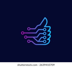 Digital thumbs up logo featuring a circuit board icon, symbolizing technology, and digital approval. Ideal for tech companies, digital services, AI startups, and IT solutions. Vector logo template