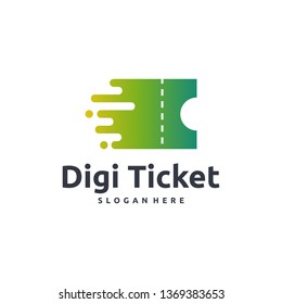 Digital Ticket logo designs concept vector, Pixel Ticket logo template