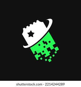 Diseños del logotipo de entradas digitales vectores de concepto, plantilla de logotipo de entradas para píxeles