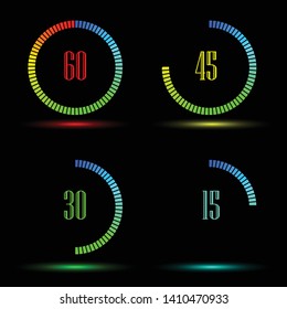 Digital time. With a different shade of colors. Vector