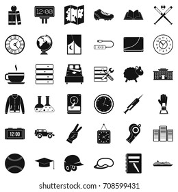 Digital time icons set. Simple style of 36 digital time vector icons for web isolated on white background