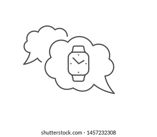 Digital time line icon. Chat bubble design. Clock sign. Smartwatch symbol. Outline concept. Thin line smartwatch icon. Vector