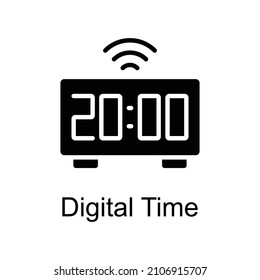 Digital Time vector Solid icon for web isolated on white background EPS 10 file