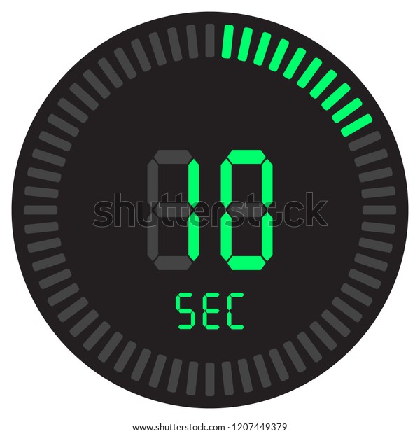 デジタルタイマー10秒 グラデーションダイヤルの開始ベクター画像アイコン 時計と時計 タイマー カウントダウン記号 を持つ電子ストップウォッチ のベクター画像素材 ロイヤリティフリー