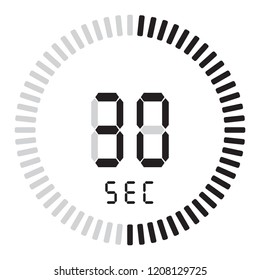 The digital timer 30 seconds. electronic stopwatch with a gradient dial starting vector icon, clock and watch, timer, countdown symbol.