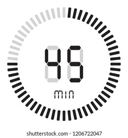 The digital timer 45 minutes. electronic stopwatch with a gradient dial starting vector icon, clock and watch, timer, countdown symbol.