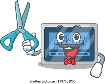 Digital timer cartoon character design as talented barber