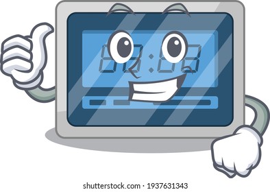 Digital timer cartoon character design showing OK finger