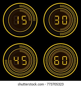 Digital timer with dollar signs. Vector illustration. Isolated.
