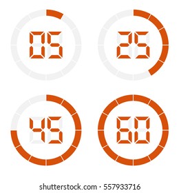 Digital timer on white background