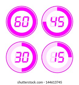 Digital timer. Pink on a white background.