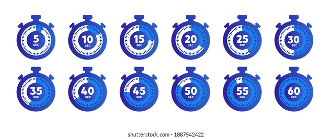 Digital timer set vector icon. Seconds and minutes