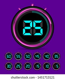 Digital Timer Stopwatch vector illustration with Number template