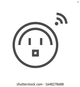 Digital timer switch vector icon. Programmable electronic hardware consist of clock, power plug socket electrical outlet for automatic control electrical power by delay, countdown, on, off. 48x48 px.