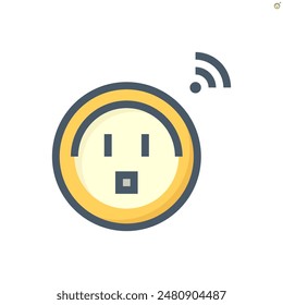 Digital timer switch vector icon. Programmable electronic hardware consist of clock, power plug socket electrical outlet for automatic control electrical power by delay, countdown, on, off. 48x48 px.