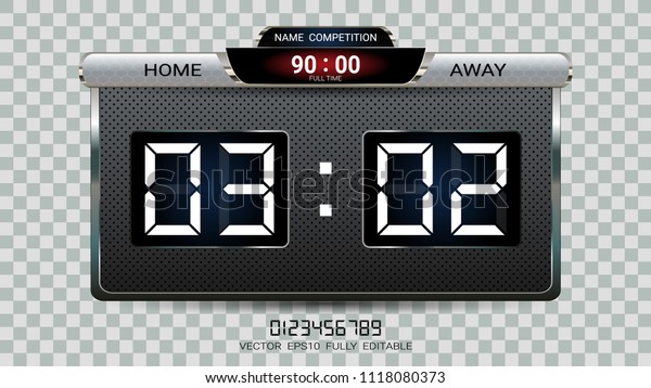 Digital timing scoreboard, Football match team A\
vs team B, Strategy broadcast graphic template for presentation\
score or game results display (EPS10 vector fully editable,\
resizable and color\
change)