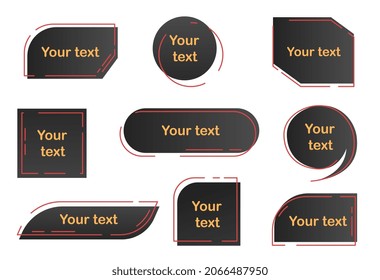 Digital titles set. Graphic elements for websites. Collection of buttons, magazine decoration. Place for your text, ui, ux, banner. Presentation or infographics. Cartoon flat vector illustration