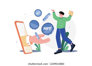 Digital Token NFT Illustration concept on white background