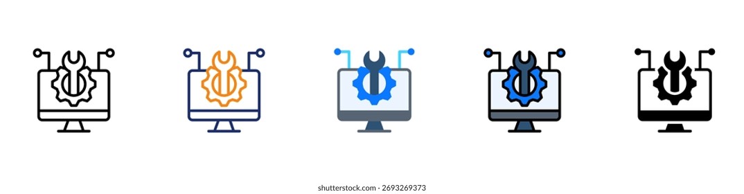 Ícone de ferramentas digitais Ilustração de vetor de vários estilos