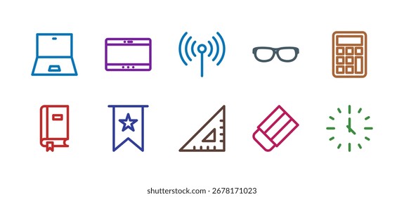 Digital and Tools Icon Set Flat Colorful Solid Line Bold Line Vector Collection