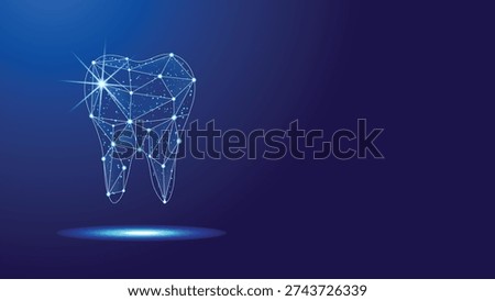 Digital Tooth Low Poly Dental Care Technology Network Blue Background