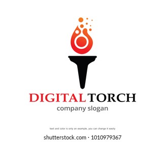 Digital Torch Logo Template Design Vector, Emblem, Design Concept, Creative Symbol, Icon