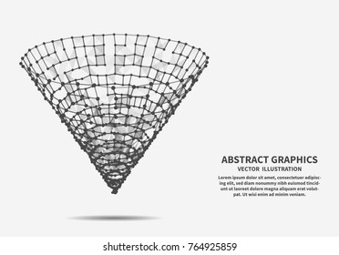 Digital tornado, vector illustration for minimalistic design . Network connections with points and lines. Abstract technology background.
