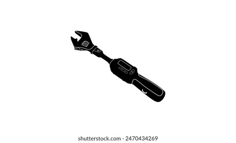 Digital Torque Wrench, black isolated silhouette