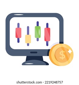Digital trade icon in flat style 