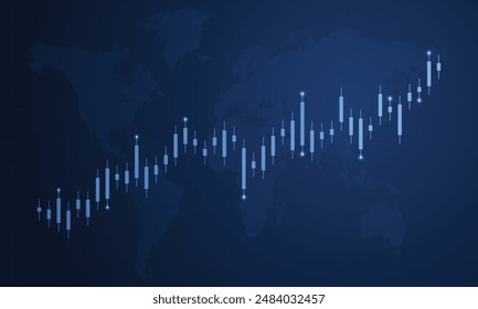 Concepto de trading digital. Mercado de valores, Forex y Ilustración vectorial de comercio de criptomonedas sobre fondo azul tecnológico