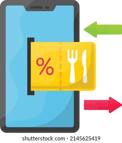 Digital Transaction or Food ordering vector color icon design, Retail Food delivery service symbol, Touch less Meal Courier Sign, Grocery pickup stock illustration, Coupon Card Swipe Concept,