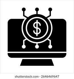 Ilustración vectorial de icono de glifo de transacción digital
