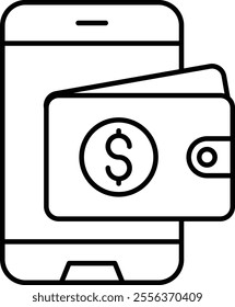 Digital Transaction Vector Line Icon Design