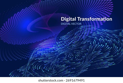 Digital Transformation Background — Futuristic Technology Data Flow, Artificial Intelligence Network, Machine Learning Visualization, Big Data Innovation Concept