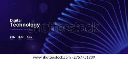 Digital Transformation Background with Neon Data Streams Glowing Particles. Futuristic Big Data Analytics, Artificial Intelligence and Modern Computing Systems. Vector Illustration.