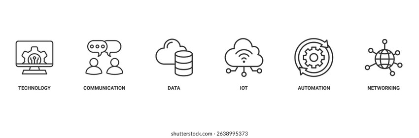 Digital transformation banner web icon vector illustration concept with icon of technology, communication, data, iot, ict, automation, internet, and networking
