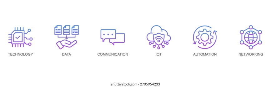 Digital Transformation banner web icon vector line style illustration concept with icon of Digital Transformation, Technology, Data, Communication, IoT, Automation, Networking, Artificial Intelligence