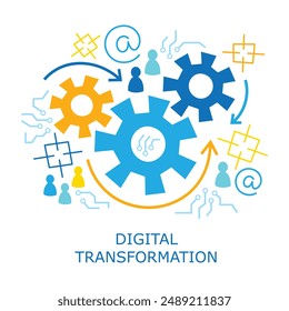DIGITAL TRANSFORMATION colorful vector business concept on white background