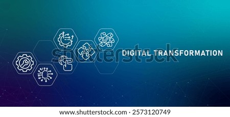 Digital transformation company technology IT change adoption to innovation modern design new gradient header with icon