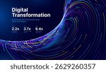 Digital Transformation Concept with Futuristic Data Flow and Smart Technology Visualization. Abstract Big Data, Artificial Intelligence AI, and Automation Design. Tech and Science Vector Illustration.