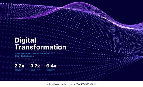 Digital Transformation Concept with Futuristic Data Flow and Smart Technology Visualization. Abstract Big Data, Artificial Intelligence AI, and Automation Design. Tech and Science Vector Illustration.