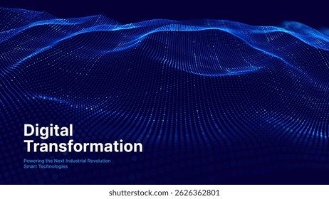 Digital Transformation Concept with Futuristic Data Flow and Smart Technology Visualization. Abstract Big Data, Artificial Intelligence AI, and Automation Design. Tech and Science Vector Illustration.