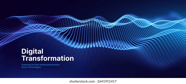 Digital Transformation Concept with Futuristic Data Flow and Smart Technology Visualization. Abstract Big Data, Artificial Intelligence AI, and Automation Design. Tech and Science Vector Illustration.
