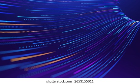 Digital Transformation Concept with Futuristic Data Flow and Smart Technology Visualization. Abstract Big Data, Artificial Intelligence AI, and Automation Design. Tech and Science Vector Illustration.